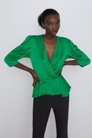 SATEEN WRAP BLOUSE at Zara